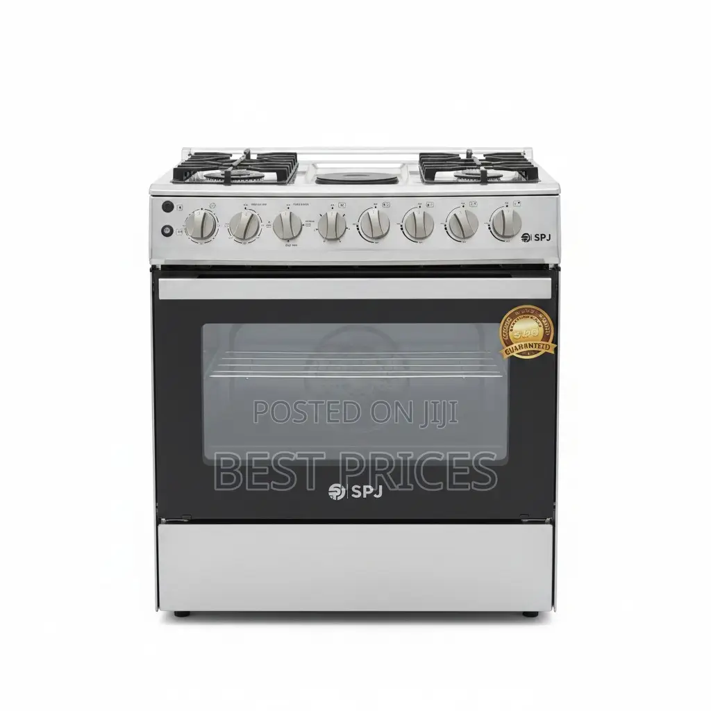 SPJ 80x60cm Standing Cooker - 4 Gas Burners + 1 Electric Plate