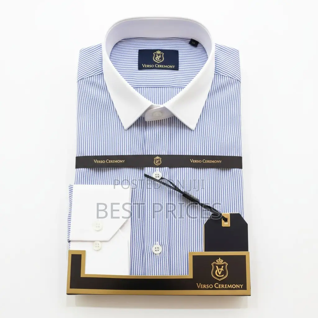 Verso Ceremony Men's Dress Shirt - Blue Stripe