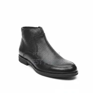 Black Pebbled Leather Zip Ankle Boot