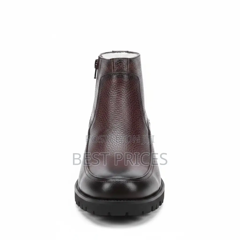 Dark Burgundy Pebbled Leather Zip Ankle Boot