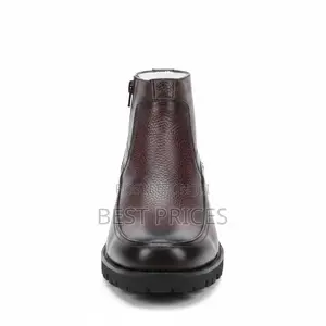 Dark Burgundy Pebbled Leather Zip Ankle Boot