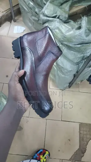 Dark Burgundy Pebbled Leather Zip Ankle Boot