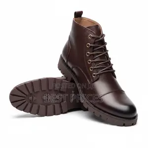 Men's Dark Brown Lace-Up Leather Ankle Boots – Serrated Sole
