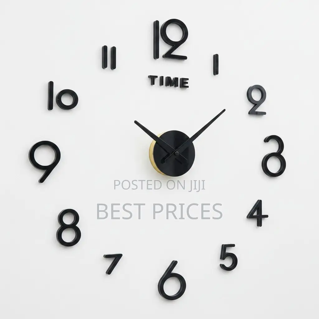 3D Frameless DIY Wall Clock – Black