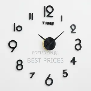 3D Frameless DIY Wall Clock – Black
