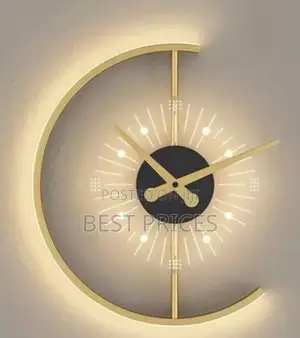 Crescent Moon LED Backlit Wall Clock — Gold & Black