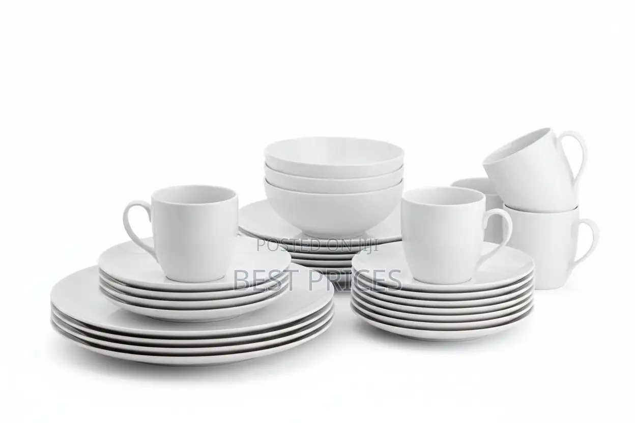 24-Piece Classic White Ceramic Dinner Set
