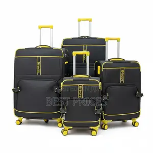 Set 4 Dfavors Fabric Trolley Suitcases - Black & Navy Blue