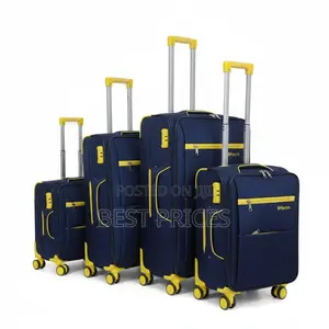 Set 4 Dfavors Fabric Trolley Suitcases - Black & Navy Blue