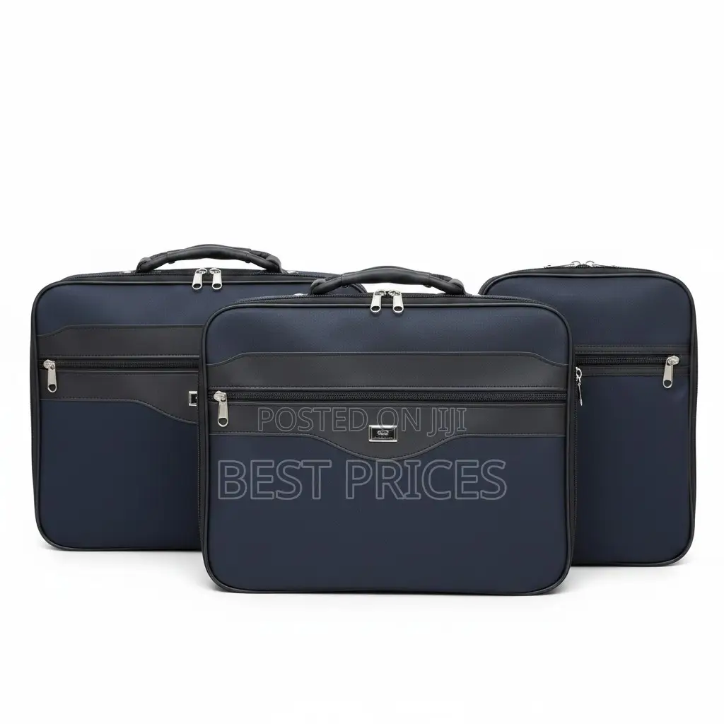 Navy Blue Fabric Document Briefcase Bag