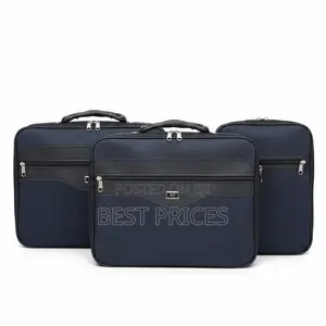 Navy Blue Fabric Document Briefcase Bag