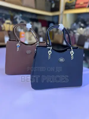 Ladies PU Leather Tote Handbag | Double Top Handles | Silver Charm
