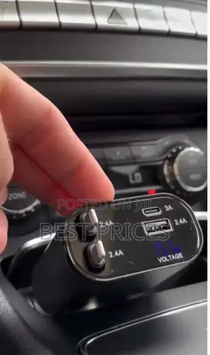 Multi-Port Car Charger | USB-C 3A + Dual USB 2.4A | Voltage Display