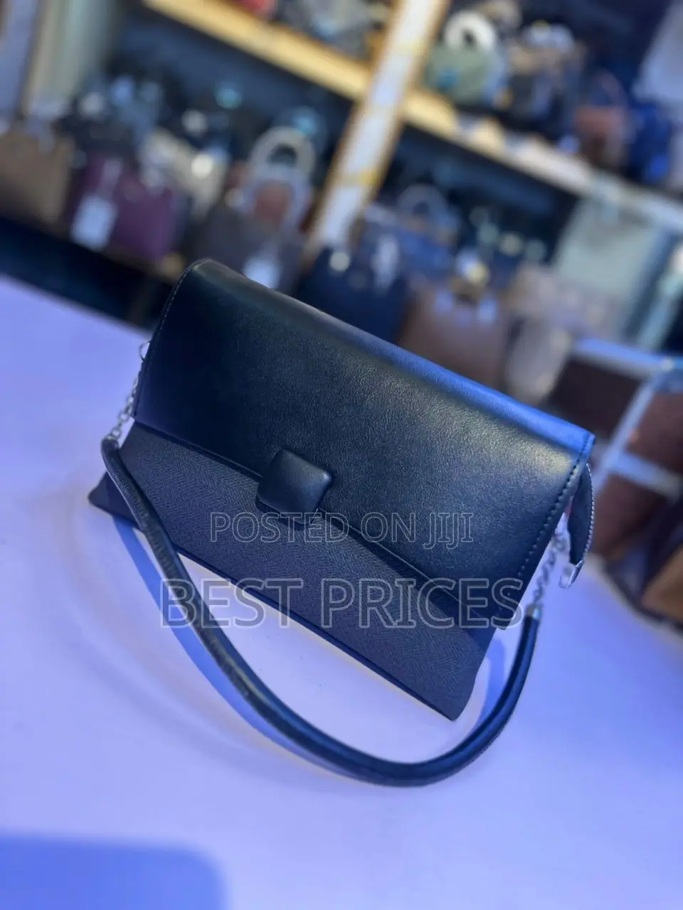 Camel Leather Flap Crossbody Bag | Soft PU Leather | Tweed Panel