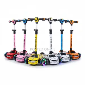 Kids Car-Shaped Scooter | LED Flash Wheels | Adjustable Height