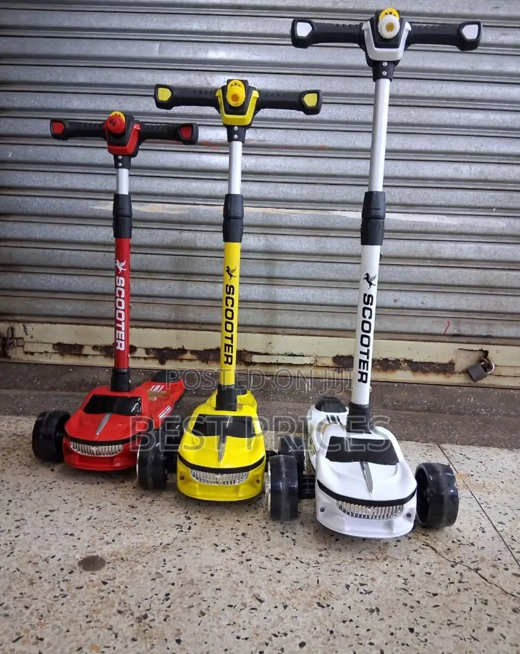 Kids Car-Shaped Scooter | LED Flash Wheels | Adjustable Height