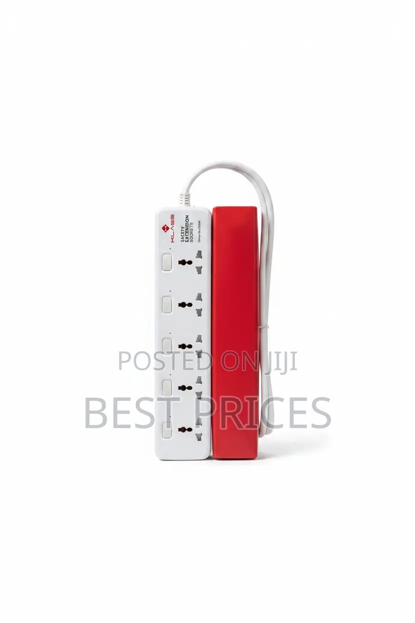 Klass KL-EX5W 5-Way Safety Extension Socket - 3 Metre Cable | 2500W