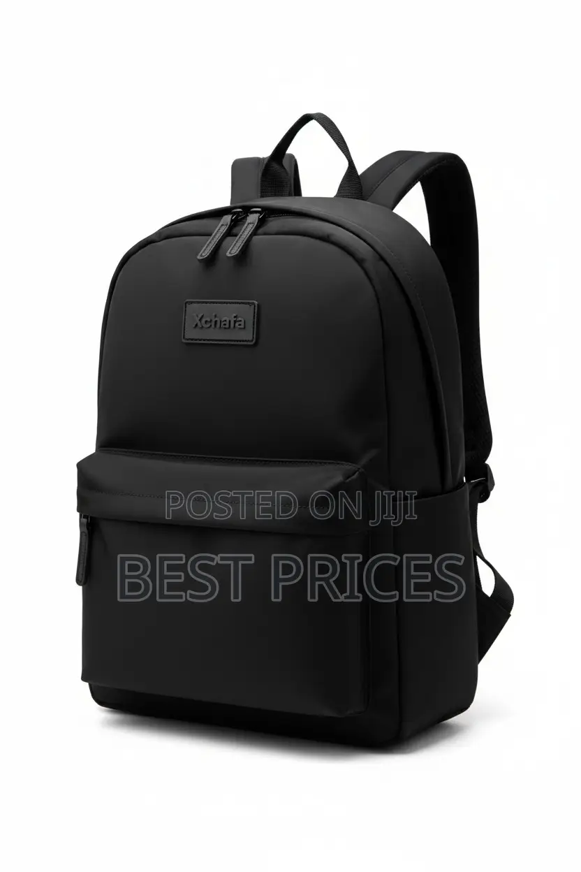 Xchafa Premium Black Backpack - Black Badge Edition (School & Travel)
