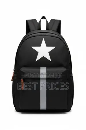 Star & Stripe Black Backpack - Reflective Design (School & Travel)