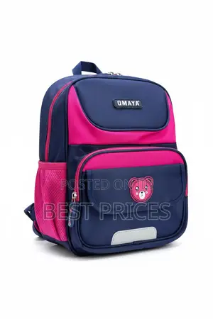 Omaya Kids School Backpack - Navy Blue & Pink (Early Bird Lightweight)