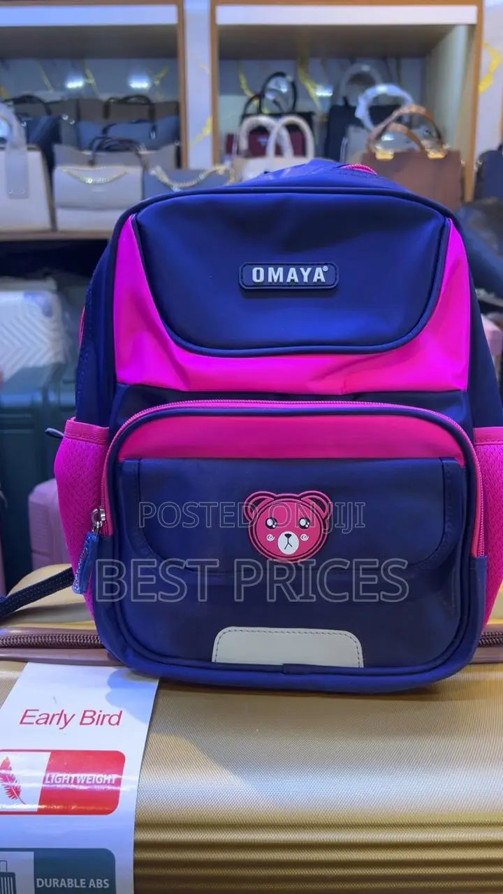 Omaya Kids School Backpack - Navy Blue & Pink (Early Bird Lightweight)