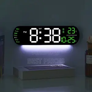 Large Digital LED Wall Clock with Temperature