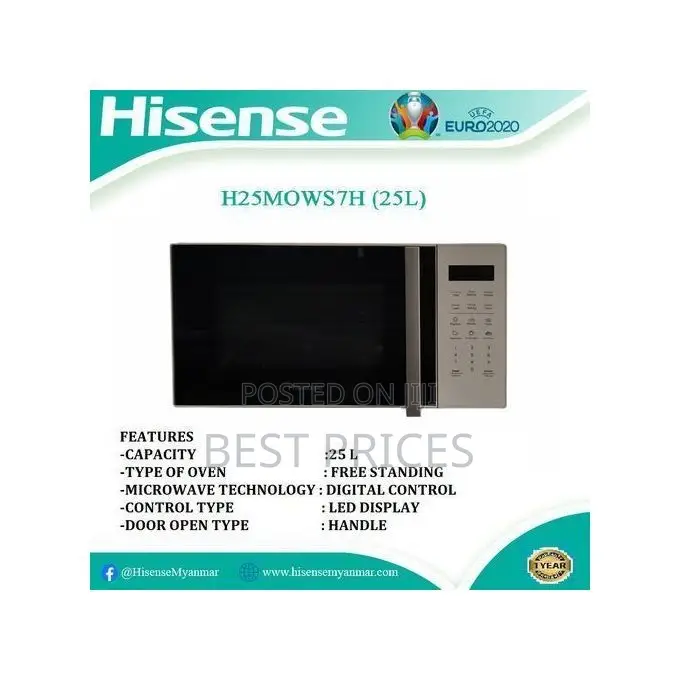 Hisense 30 Litre Digital Microwave Oven - Mirror Silver (1 Year