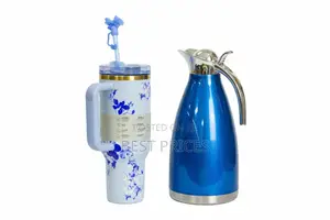 Stanley Cup & Stainless Steel Flask Combo – Blue Floral