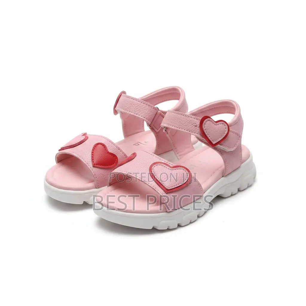 Kids Pink Heart Sandals - Sizes 35, 36, 37