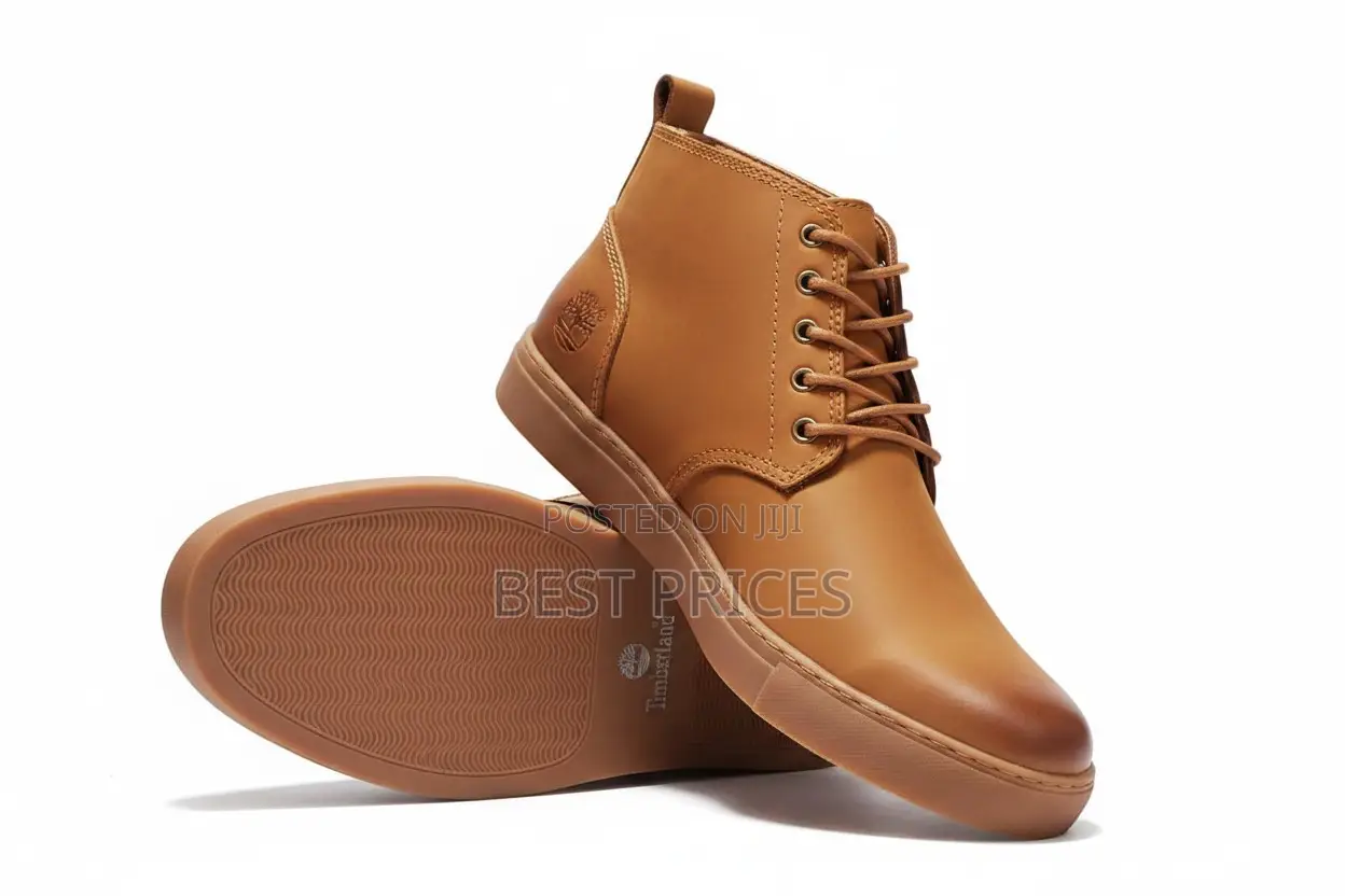 Men's Tan Caramel Leather Lace-Up Ankle Boots