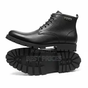 Fendi Men's Pebbled Leather Lug-Sole Ankle Boots – Black