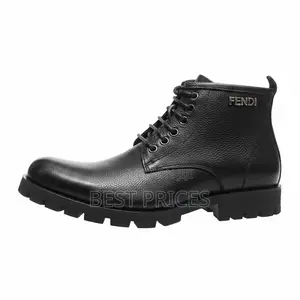 Fendi Men's Pebbled Leather Lug-Sole Ankle Boots – Black