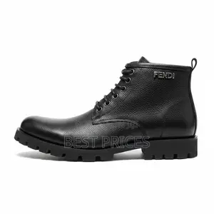 Fendi Men's Pebbled Leather Lug-Sole Ankle Boots – Black