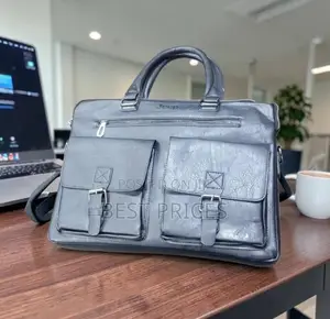 Jeep Brand Men's Grey Leather Laptop Briefcase Bag