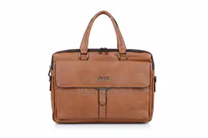 Jeep Brand Men's Tan Leather Briefcase Handbag