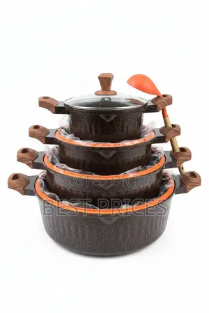 Donnor Granite Non-Stick Cookware Pot Set with Wooden Handles