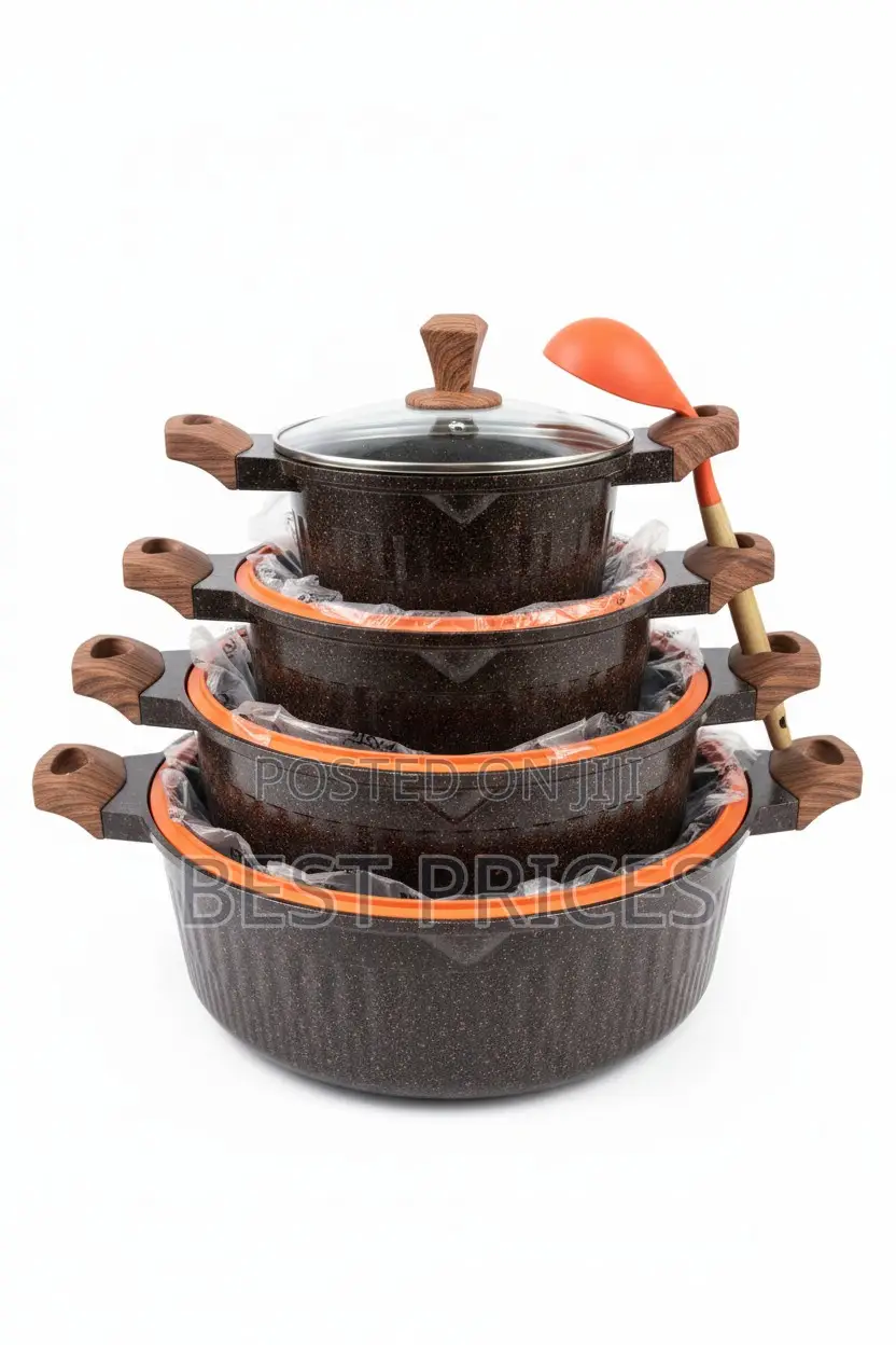 Donnor Granite Non-Stick Cookware Pot Set with Wooden Handles