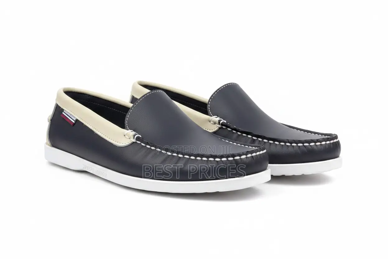 Men's Navy Blue & Cream Two-Tone Leather Loafers – Sebago