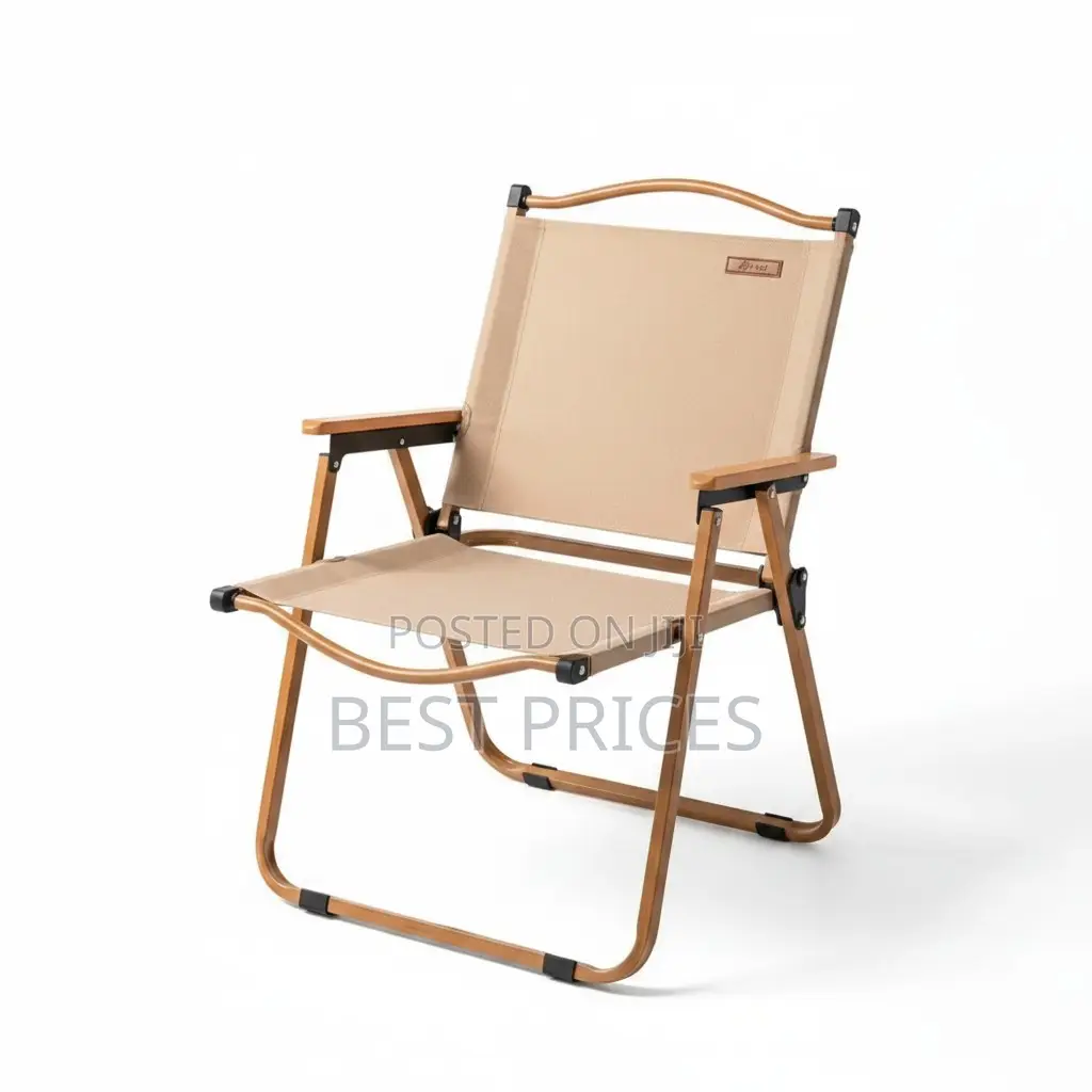 Foldable Camping Chair – Portable Outdoor Chair with Wooden Armrests