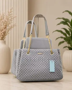 Chrisrosy Grey 2pc Quilted Tote Bag Set
