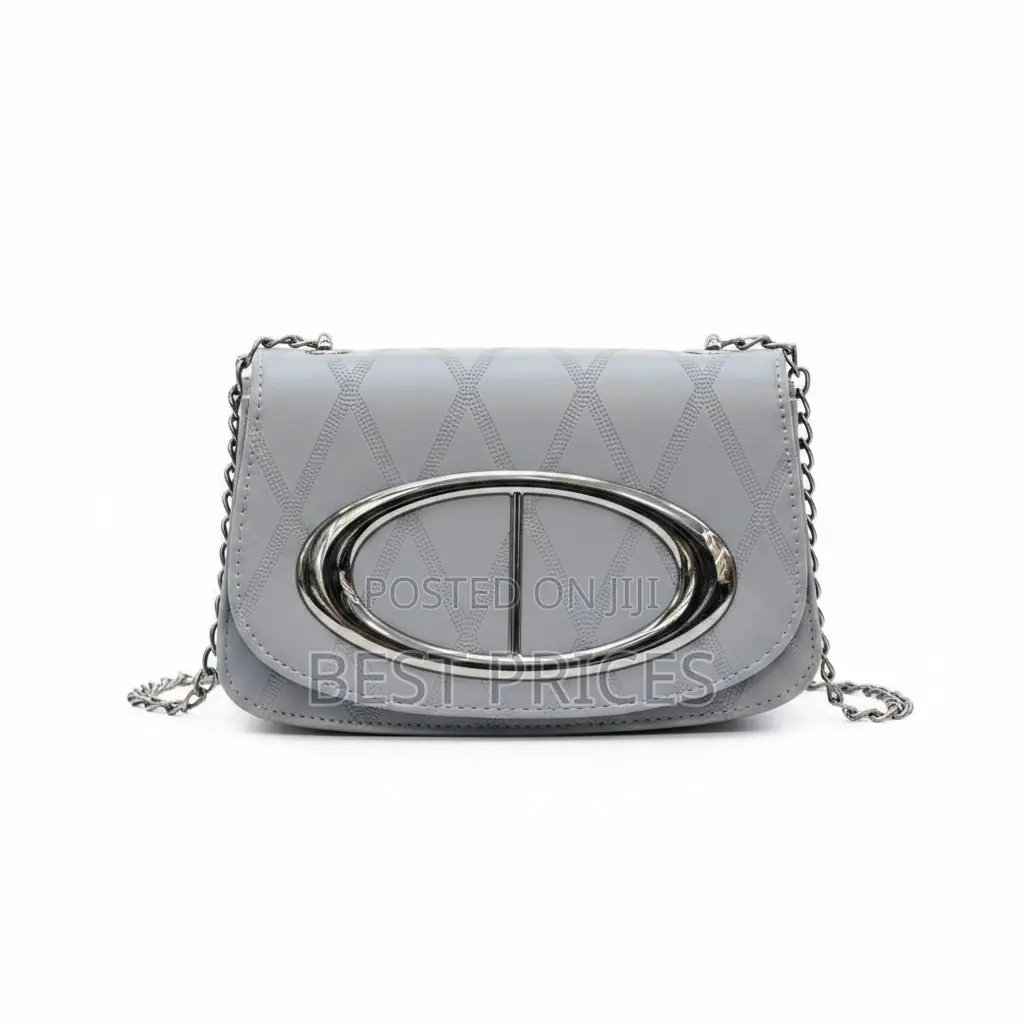 Grey Quilted Chain Crossbody Bag