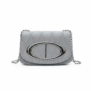 Grey Quilted Chain Crossbody Bag