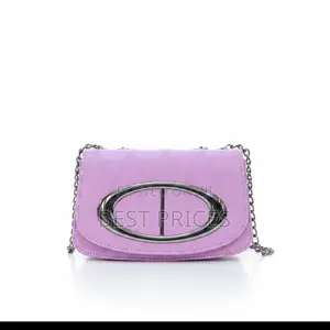 Purple Quilted Chain Crossbody Bag
