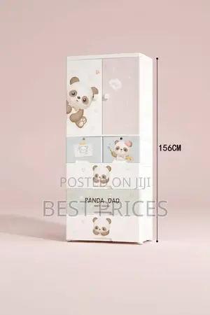 Kids Wardrobe 156CM | Hanging Rail + 4 Drawers