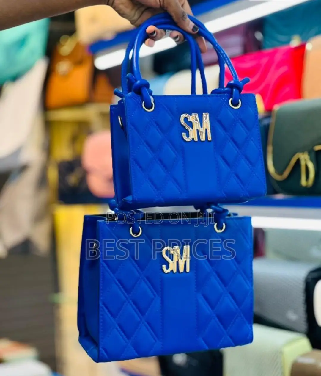 SM Quilted Tote Bag | 2-Piece Set (Small + Large) | Gold Logo