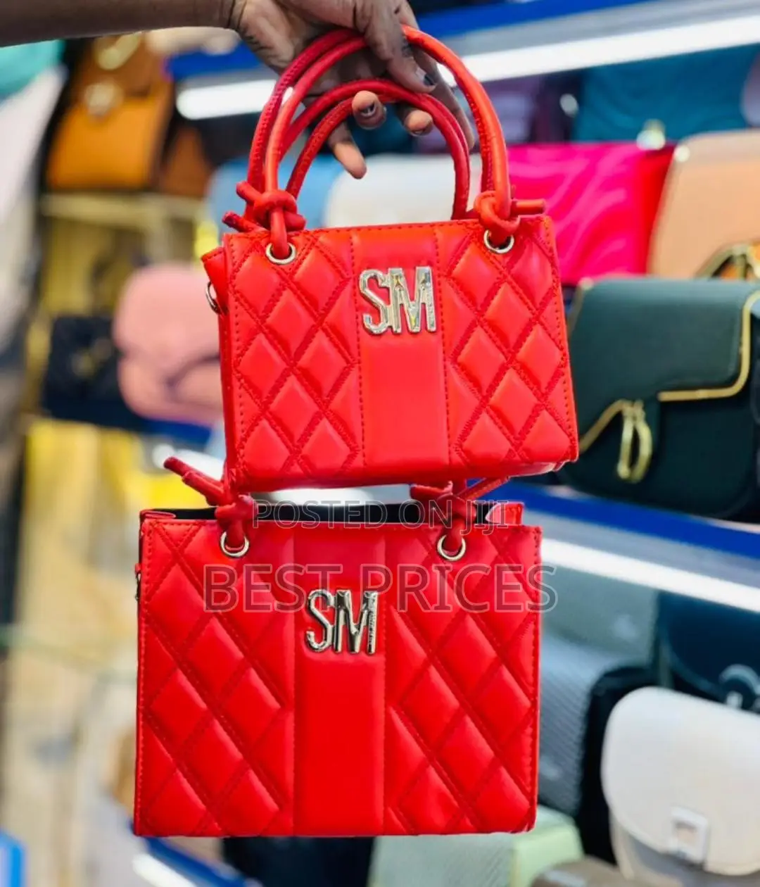 SM Quilted Tote Bag | 2-Piece Set (Small + Large) | Gold Logo