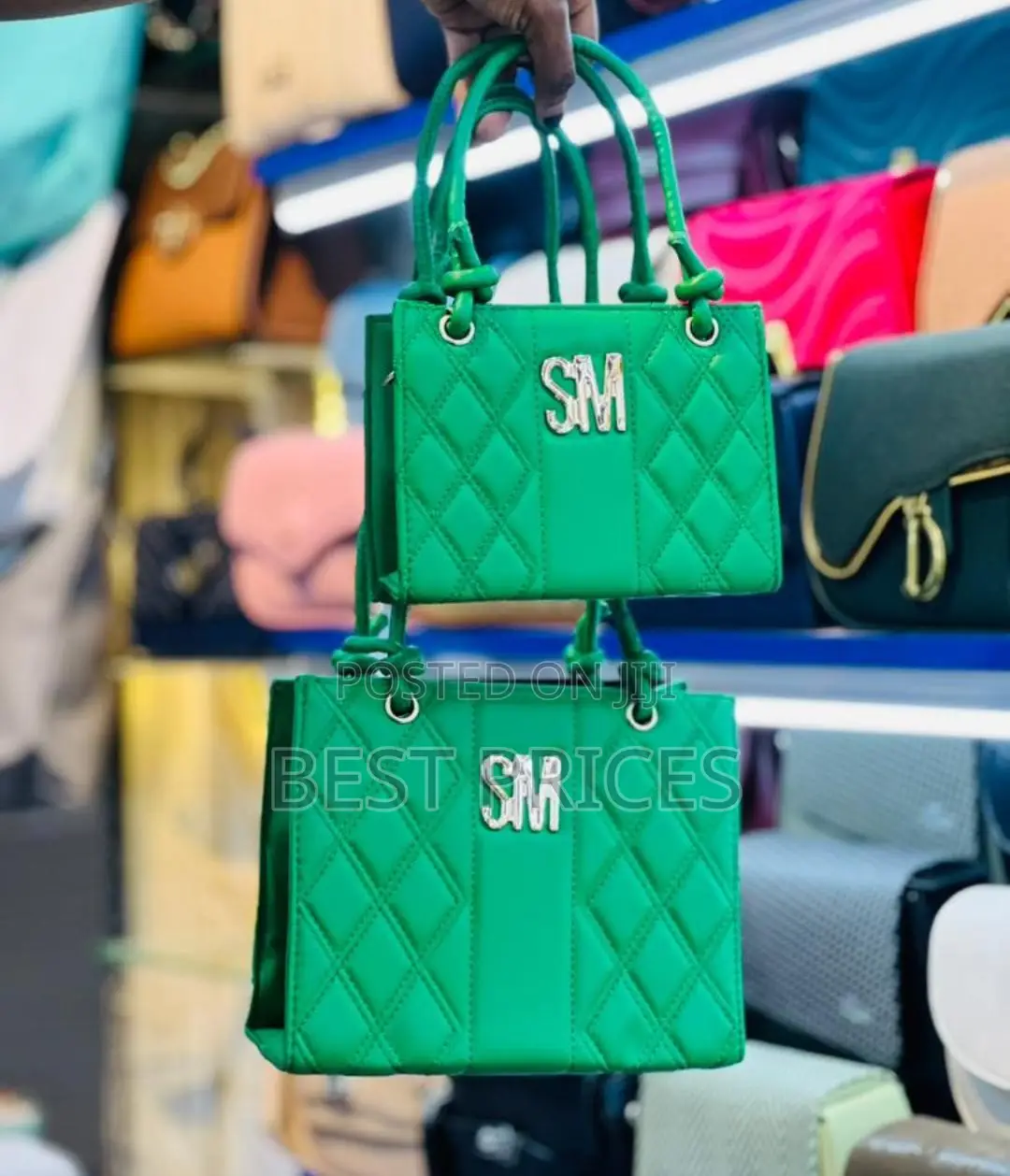 SM Quilted Tote Bag | 2-Piece Set (Small + Large) | Gold Logo
