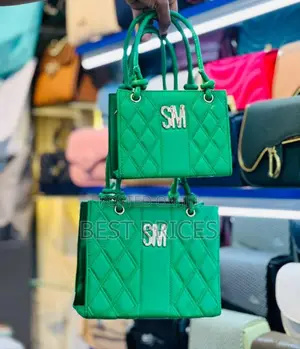 SM Quilted Tote Bag | 2-Piece Set (Small + Large) | Gold Logo