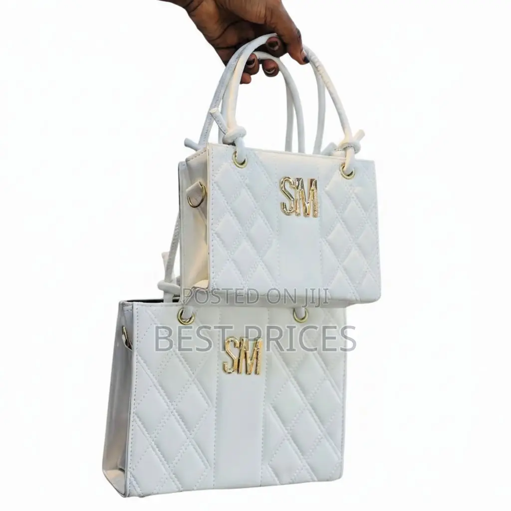 SM Quilted Tote Bag | 2-Piece Set (Small + Large) | Gold Logo