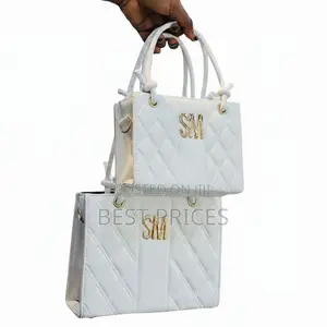 SM Quilted Tote Bag | 2-Piece Set (Small + Large) | Gold Logo